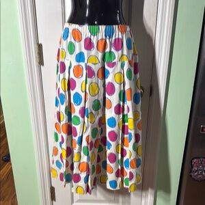 Bentley Harris Colorful Polka Dot Vintage 80s Rockabilly Tea Length Skirt Size 8